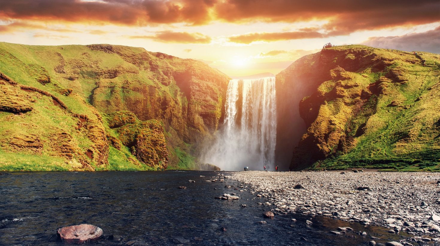 Skogafoss Waterfall, one of the five biggest waterfalls