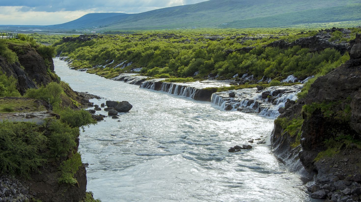 Hraunfossar waterfall is one of the best in Iceland