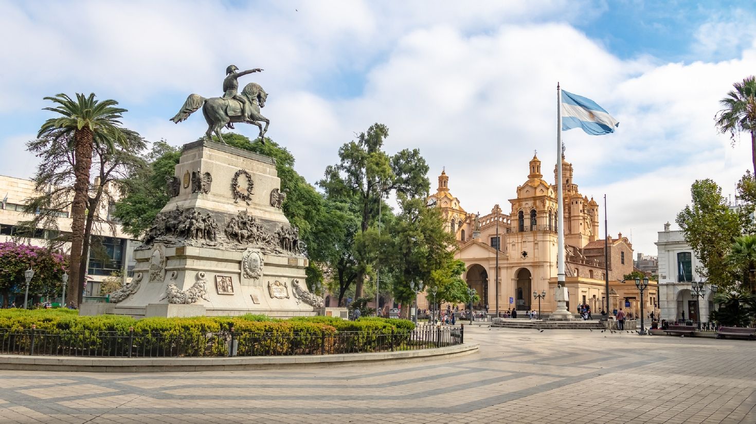 San Martin Sqaure and Cordoba Cathedral during daytime in Argentina.