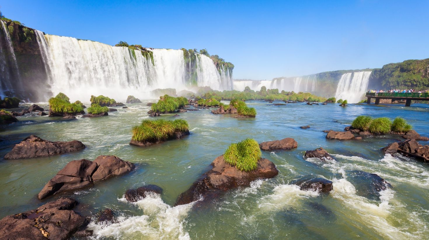 The scenic view of Iguazu Falls in Argentina.