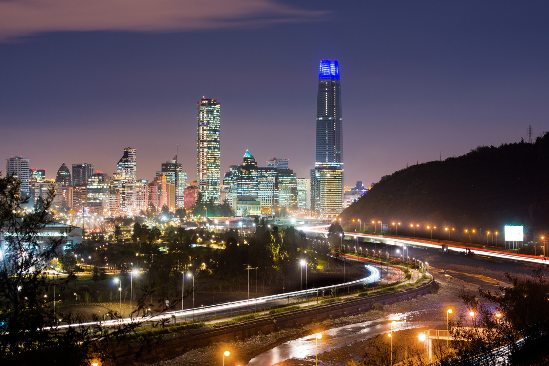 The city of Santiago in Chile is beautifully lit up during nighttime Wine tasting in Maipo Valley is one of the best things to do in Santiago
