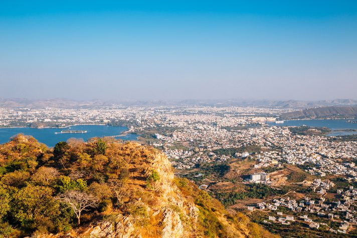View from Monsoon Palace in Udaipur