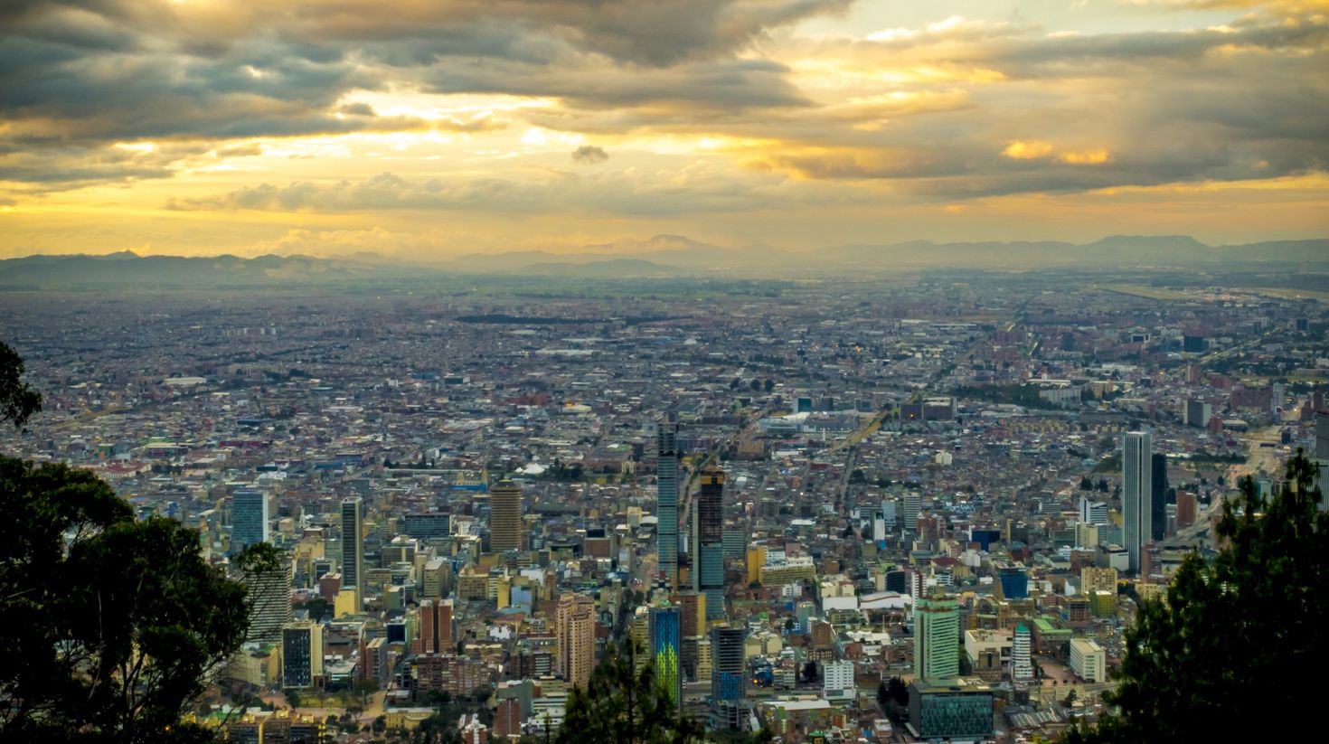 Sunset sky over Bogota city