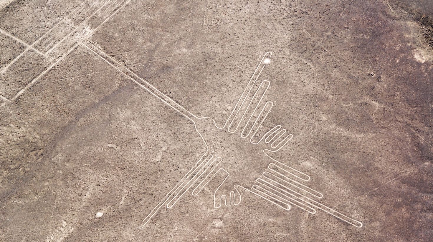 A bird's eye view of the Nazca lines in Peru. 