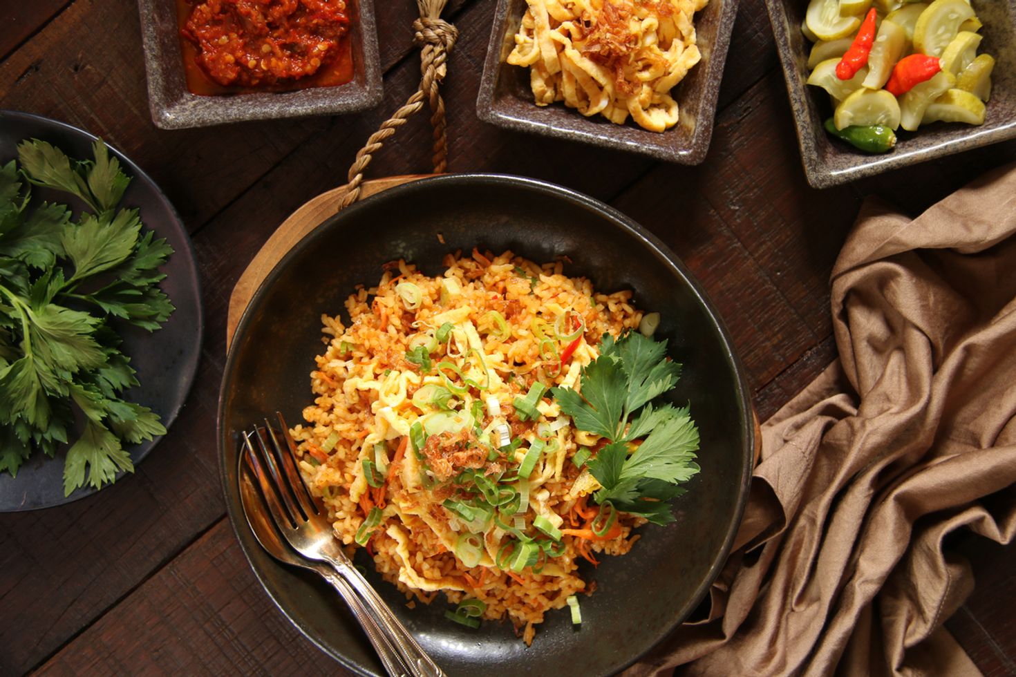 Nasi goreng is a famous Indonesian food