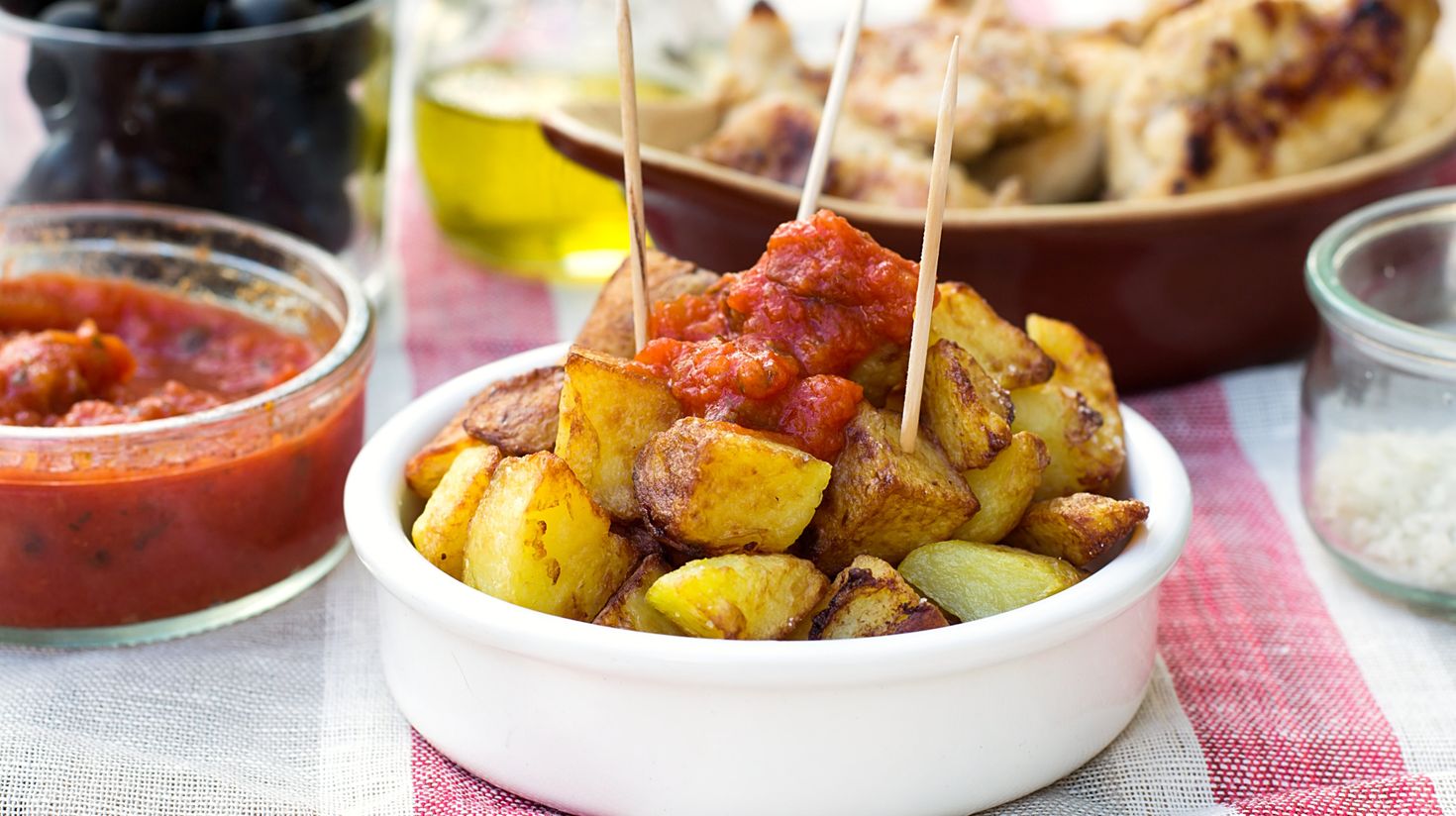 Spanish food patatas bravas