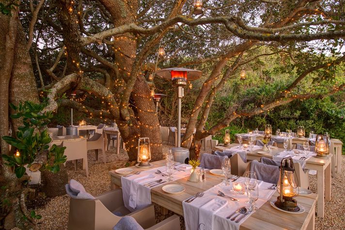 A beautiful boma set for delicious culinary delights at Grootbos Garden.