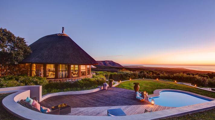 A lodge and pool at Grootbos Private Nature Reserve.