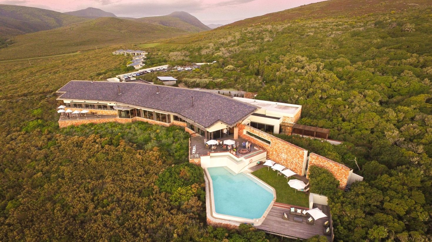 A spectacular overview of the Forest Lodge at the Grootbos Private Nature Reserve.