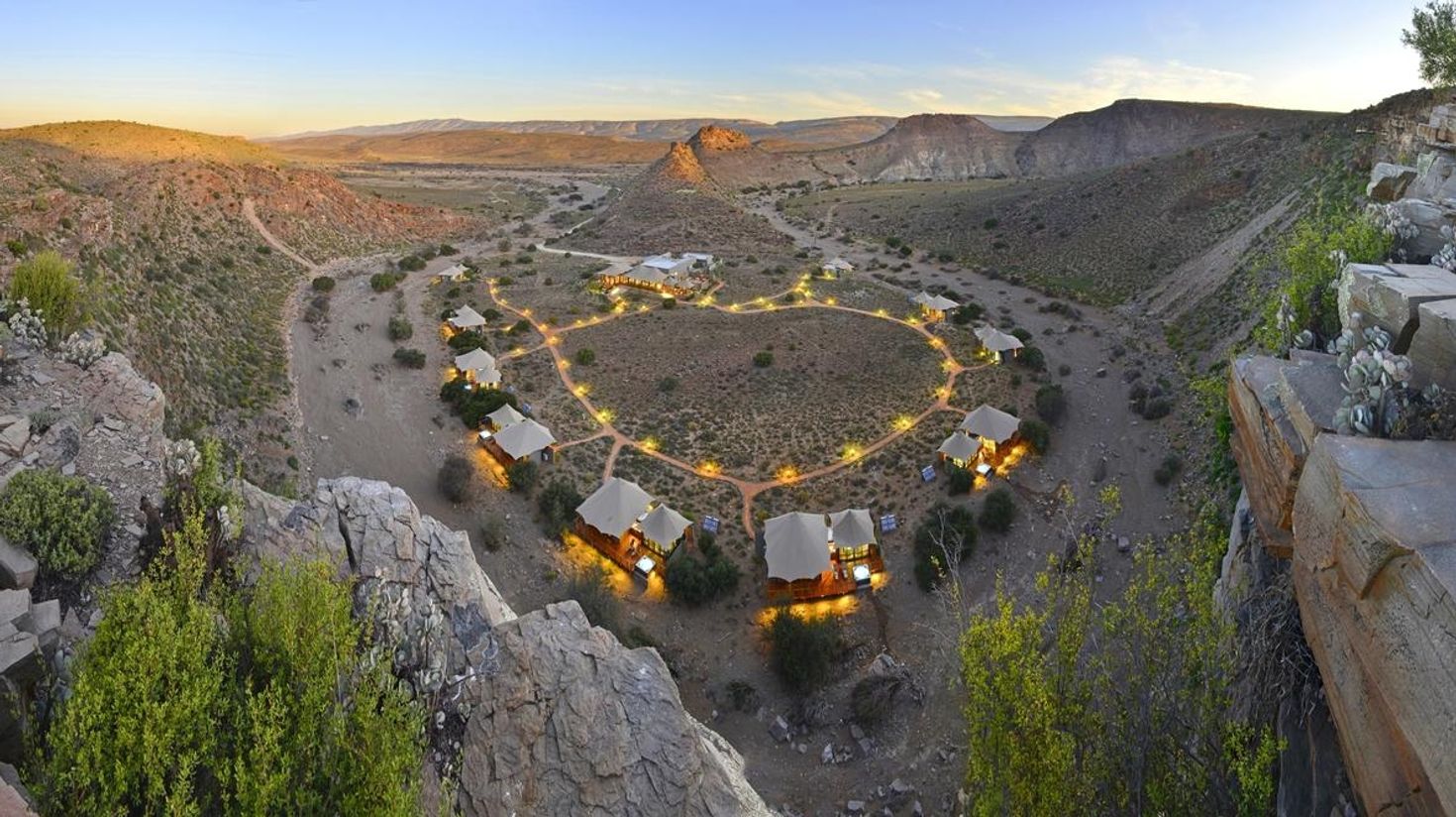  A fish-eye view of lodges at Sanbona Wildlife Reserve.