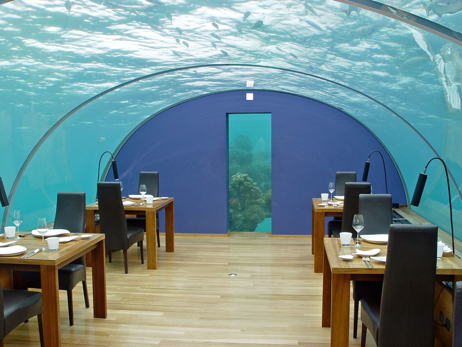 Underwater restaurant in the Maldives