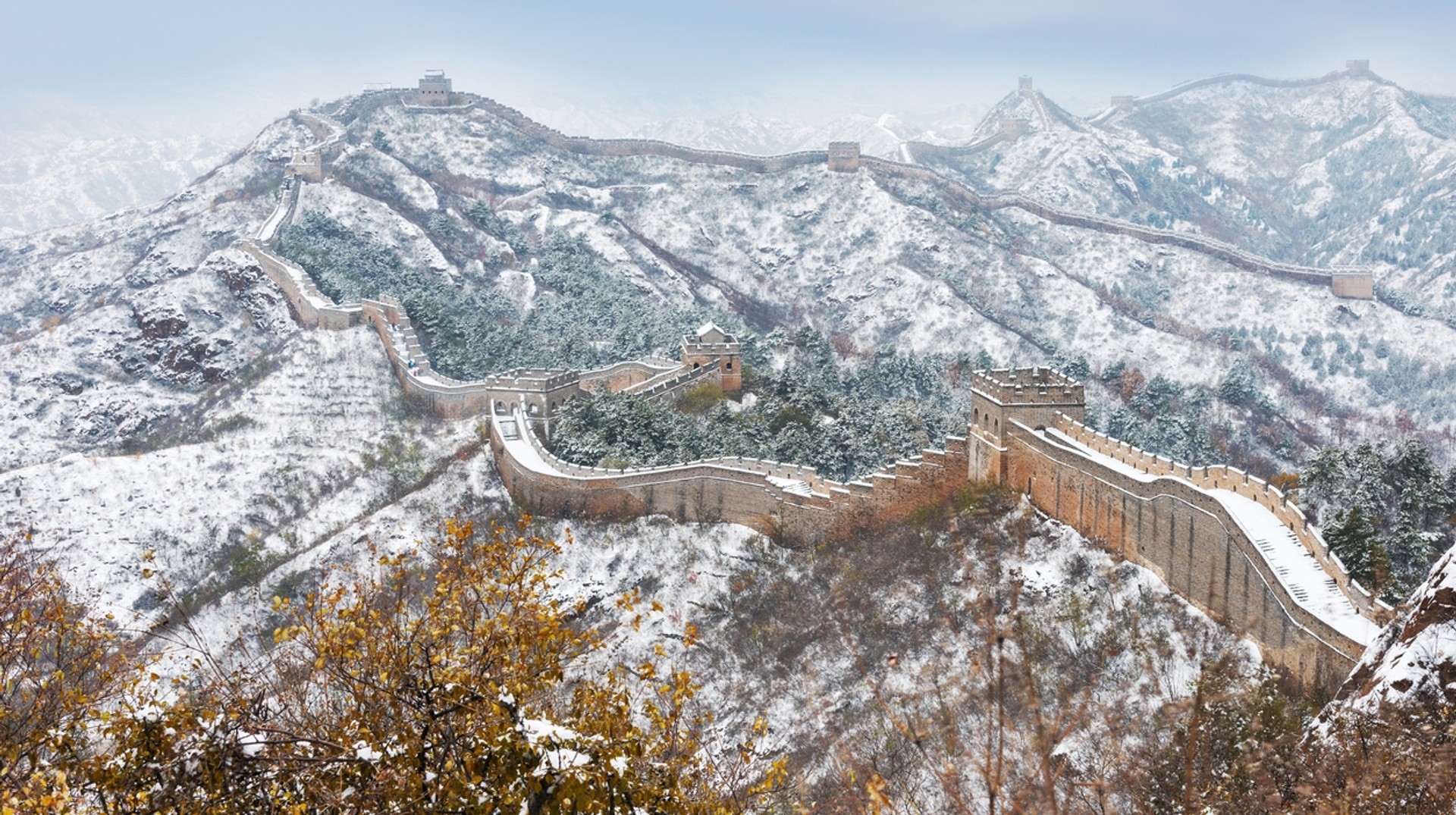 Visiting China during winter opens up opportunities to witness sights that not many get to see The Great Wall of China and surrounding are covered in snow during winter in China