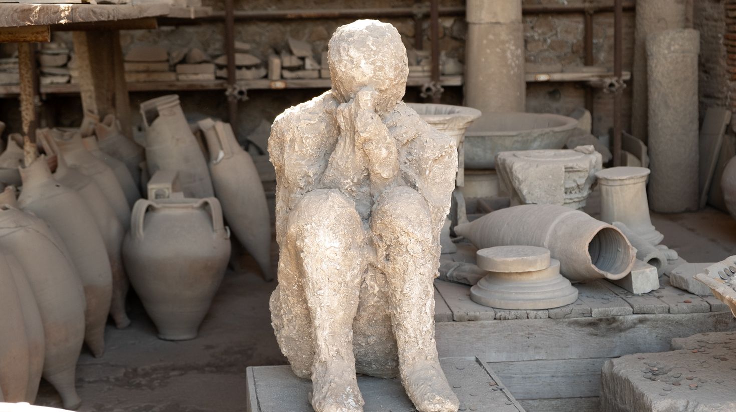 The plaster casts of victims of Pompeii