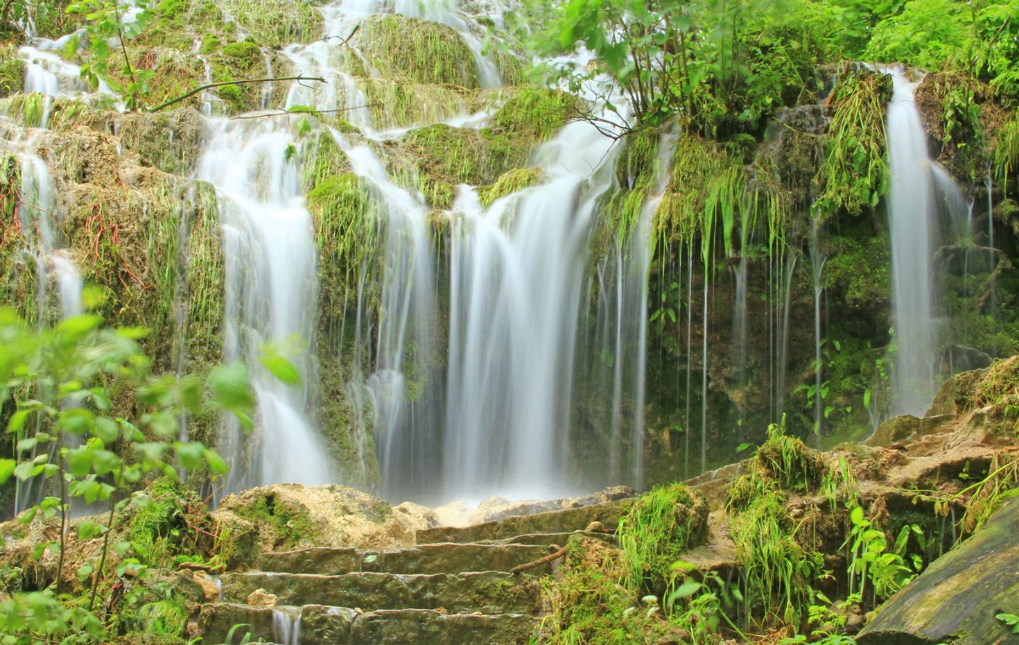 Urach waterfalls is a beautiful rest stop on the Albsteig hiking trail