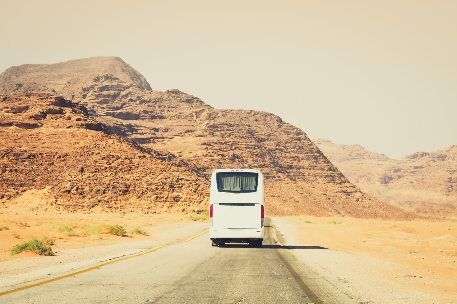 Bus on the way to Petra, Jordan.