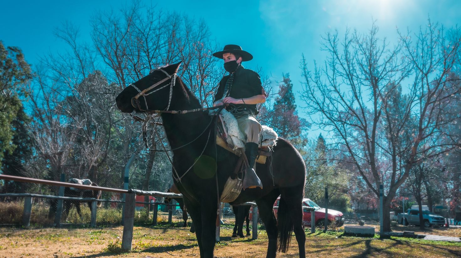 Argentine Gaucho riding his horse in Patagonia, Argentina.