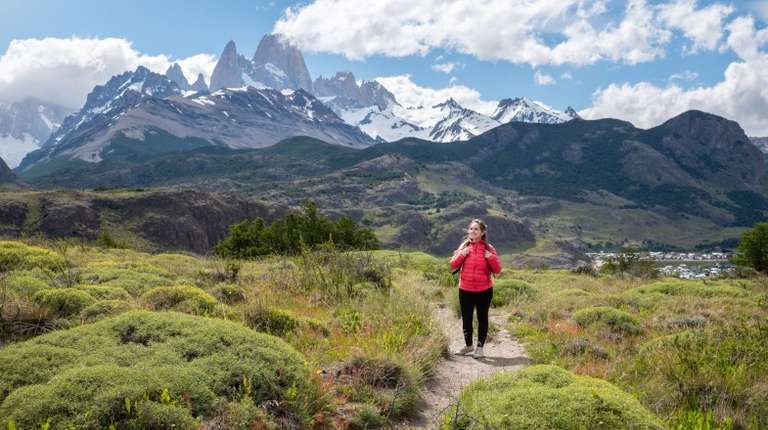 A young hiker with Mount Fitz Roy at the back during her trip to Argentina in December.