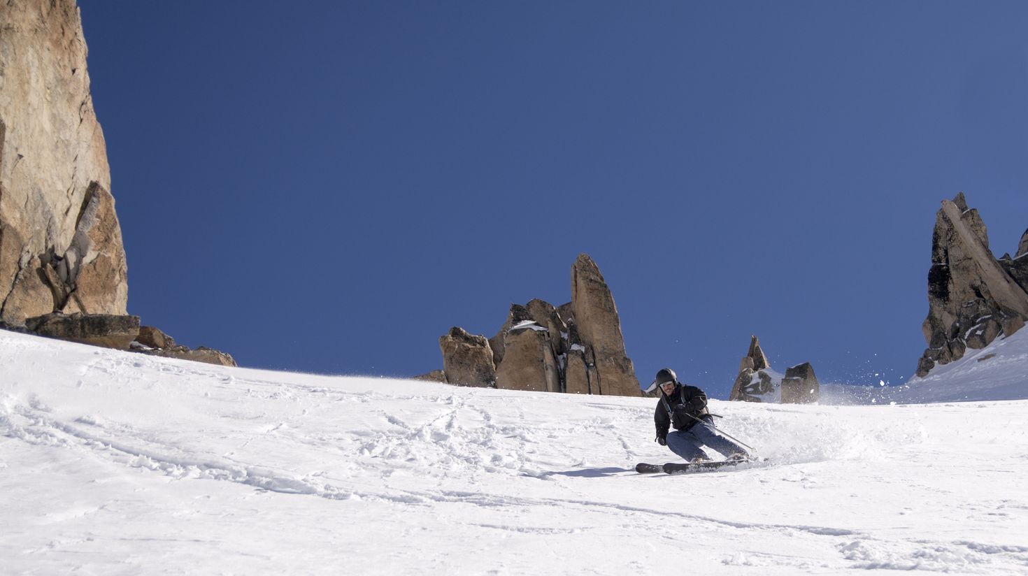 Off piste skiing in Patagonia, Argentina.