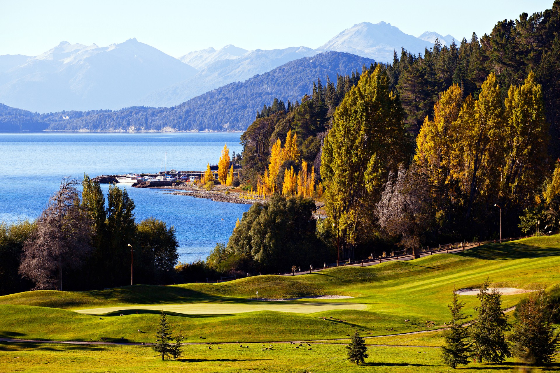 Enjoy the last of fall season which brings chilly temperatures in Argentina in May. Autumn in the mountains of Patagonia in Argentina in May.