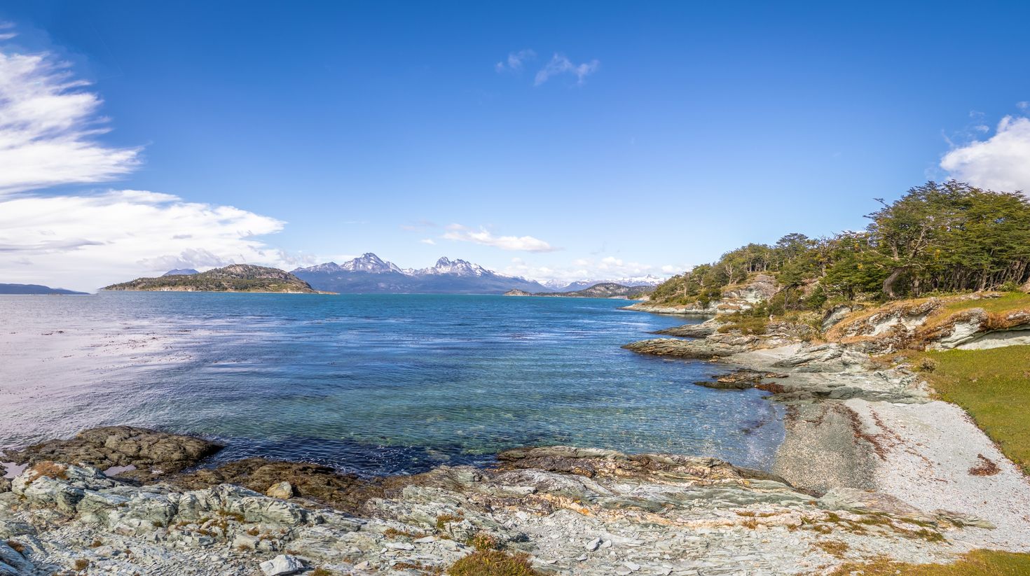 Panoramic view of Lapataia Bay at Tierra del Fuego National Park