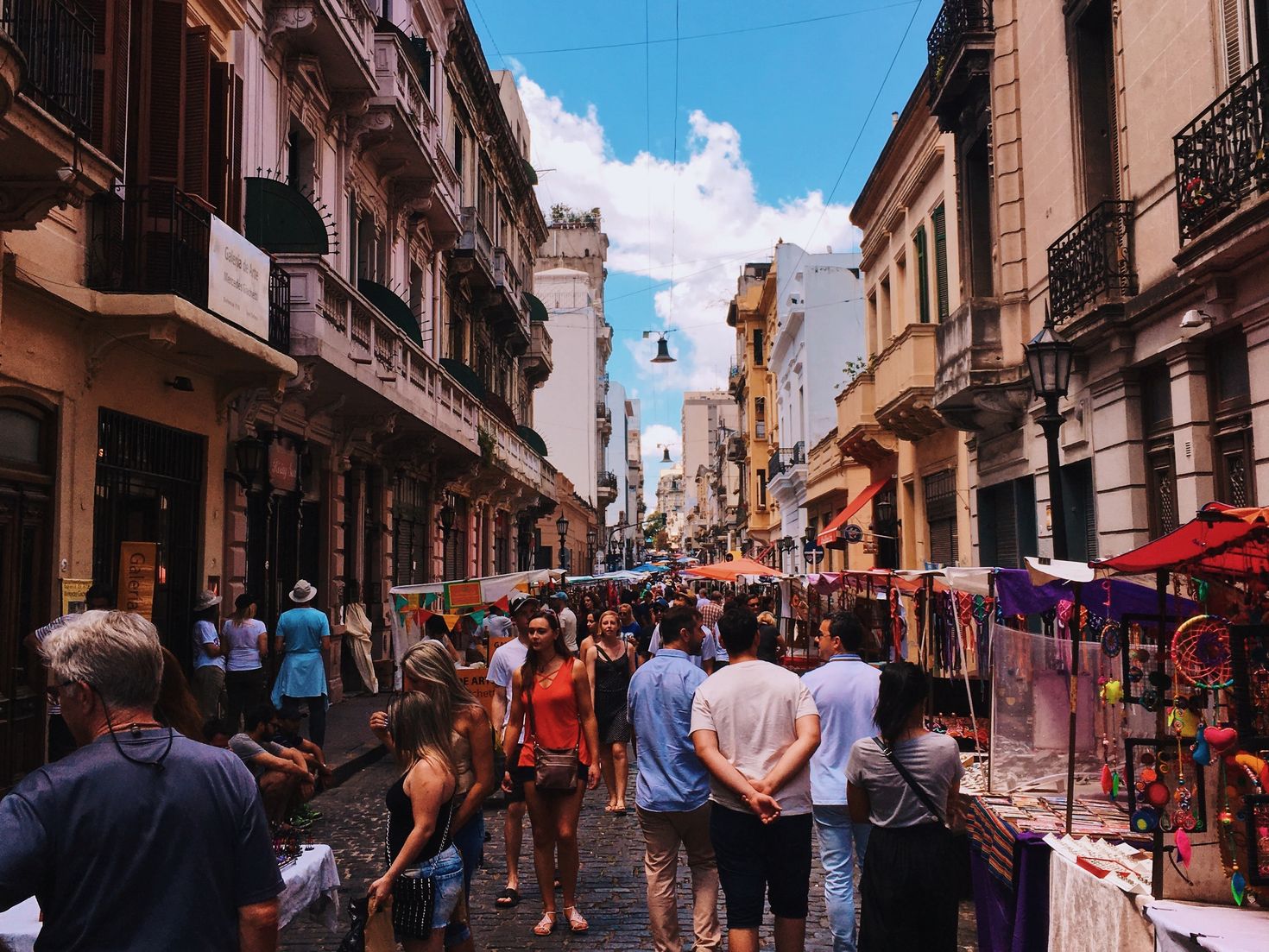 Crowds in a street market