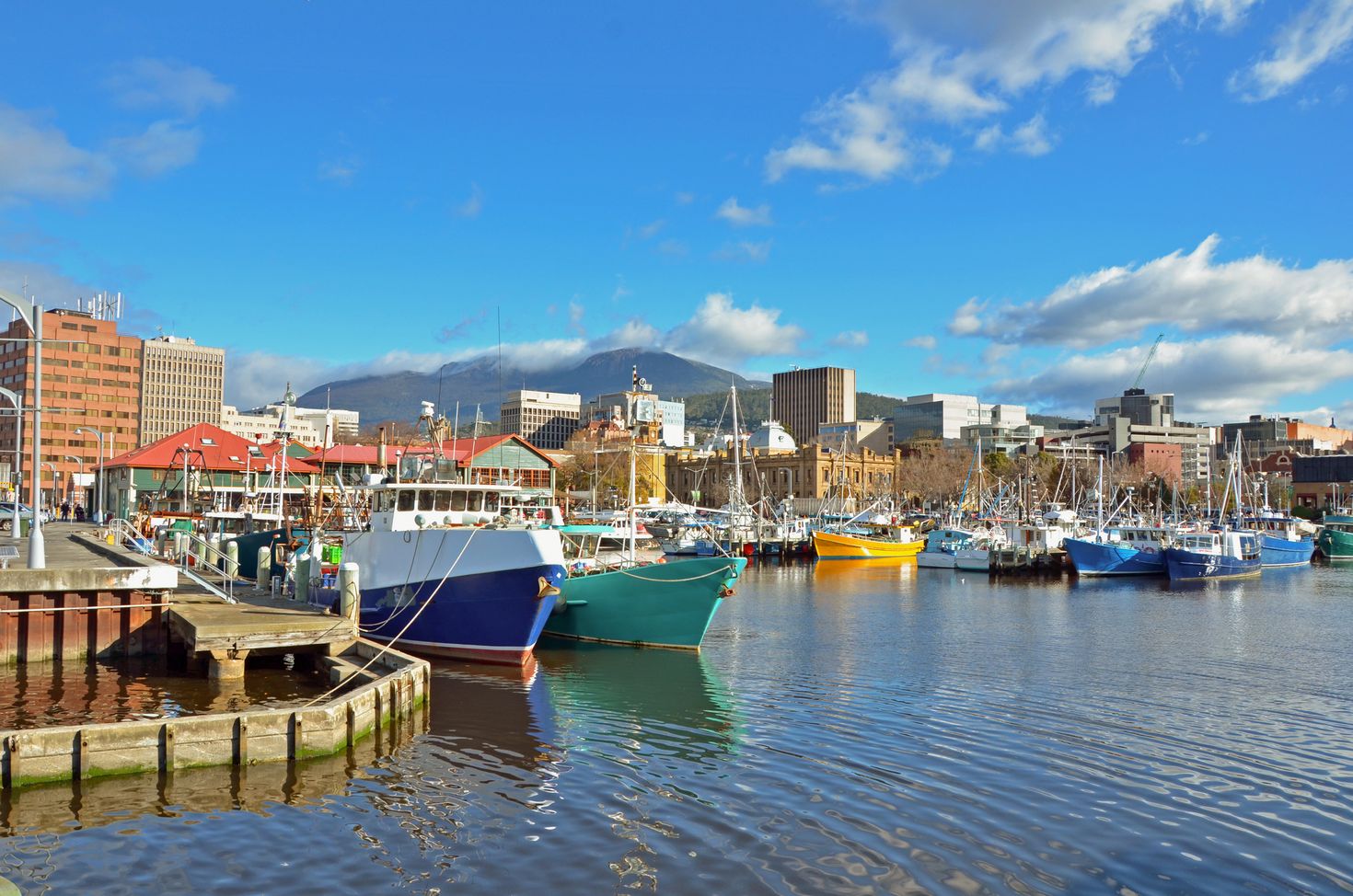 View of Hobart harbour with Mount Wellington in the background, Tasmania