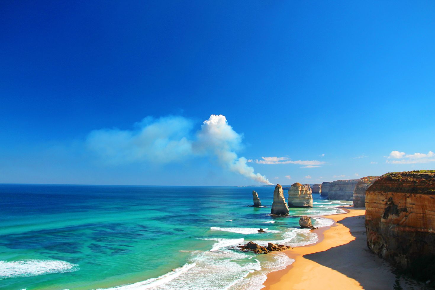 The aerial view of 12 Apostles, Australia