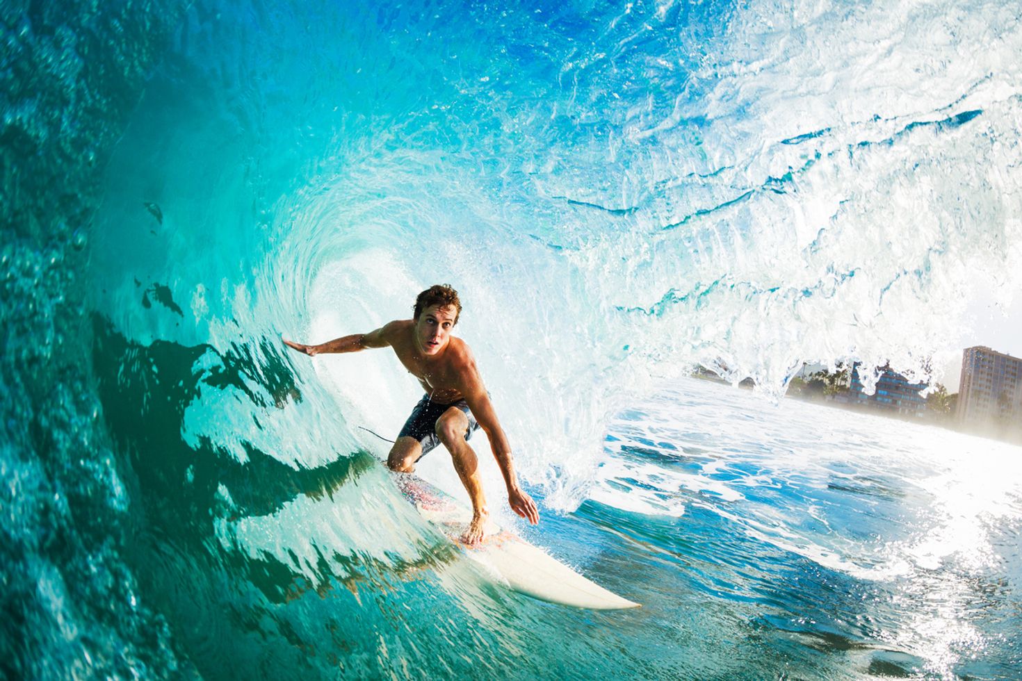 A surfer surfing on a trip to Australia