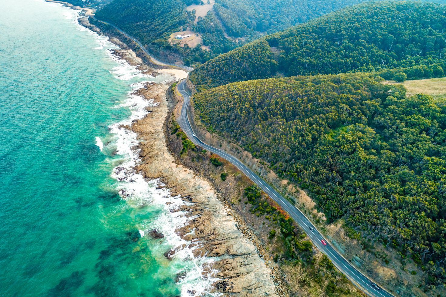 Aerial view of Great Ocean Road, Victoria, Australia