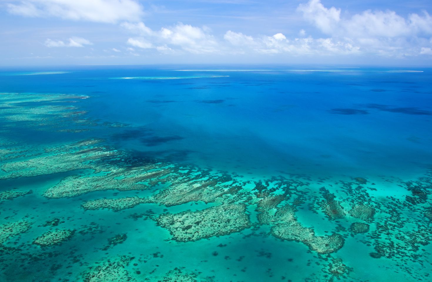 Aerial view of Great Barrier Reef in Australia