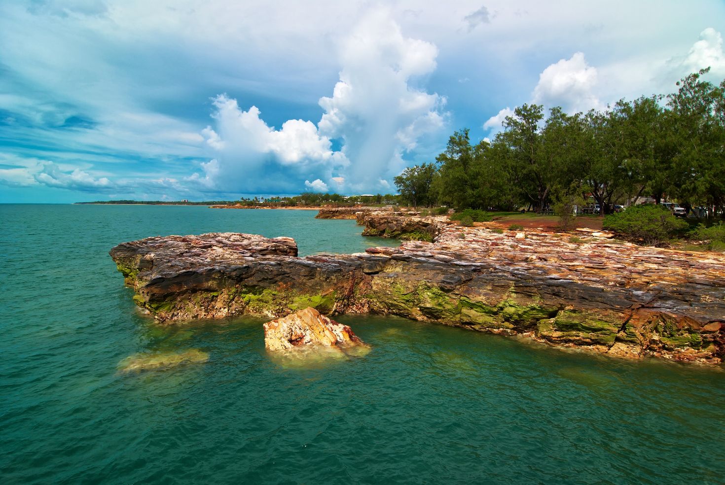 Colorful rocks in Night cliff Pier, Darwin, Australia