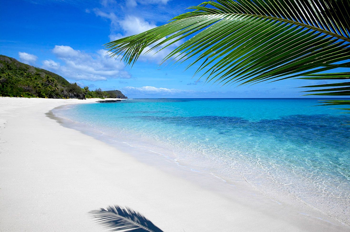 The Natadola beach in Fiji on a clear day. 