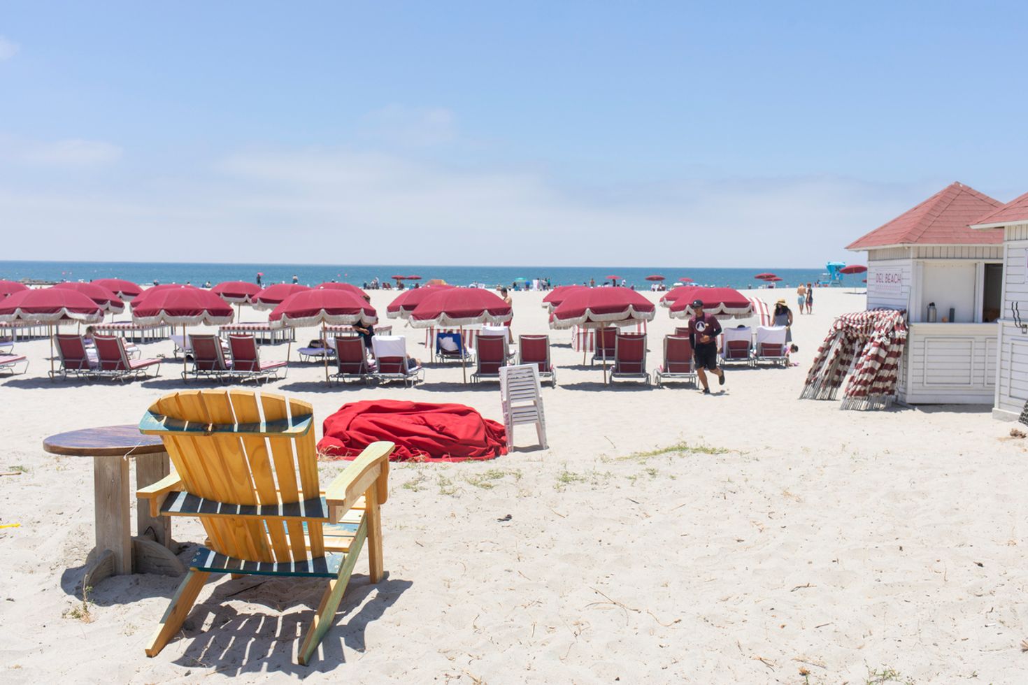 A view of sunbeds at Coronado beach on a summer's day. 