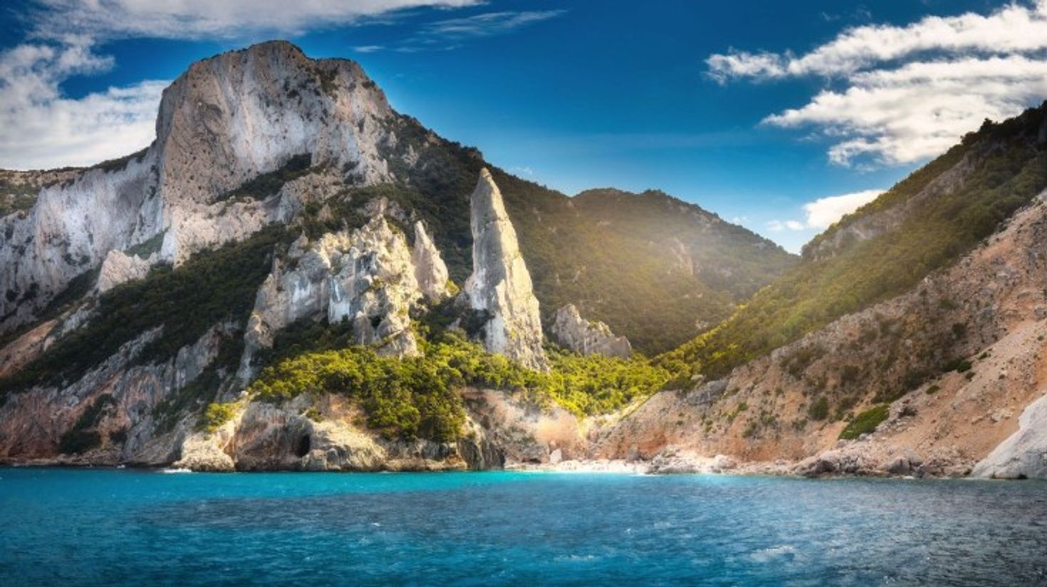 The view of Cala Goloritze on a summer evening in Italy.