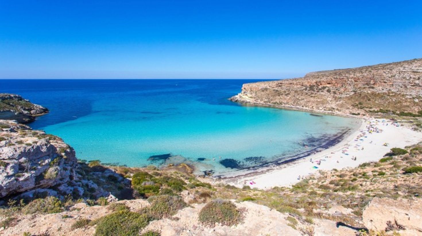 The view of Rabbit Beach on a clear day in Italy.
