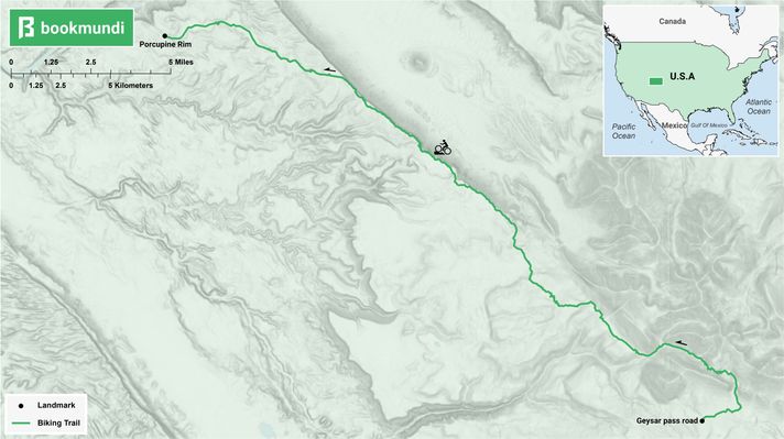 An overview map of the biking trail in The Whole Enchilada, Utah.