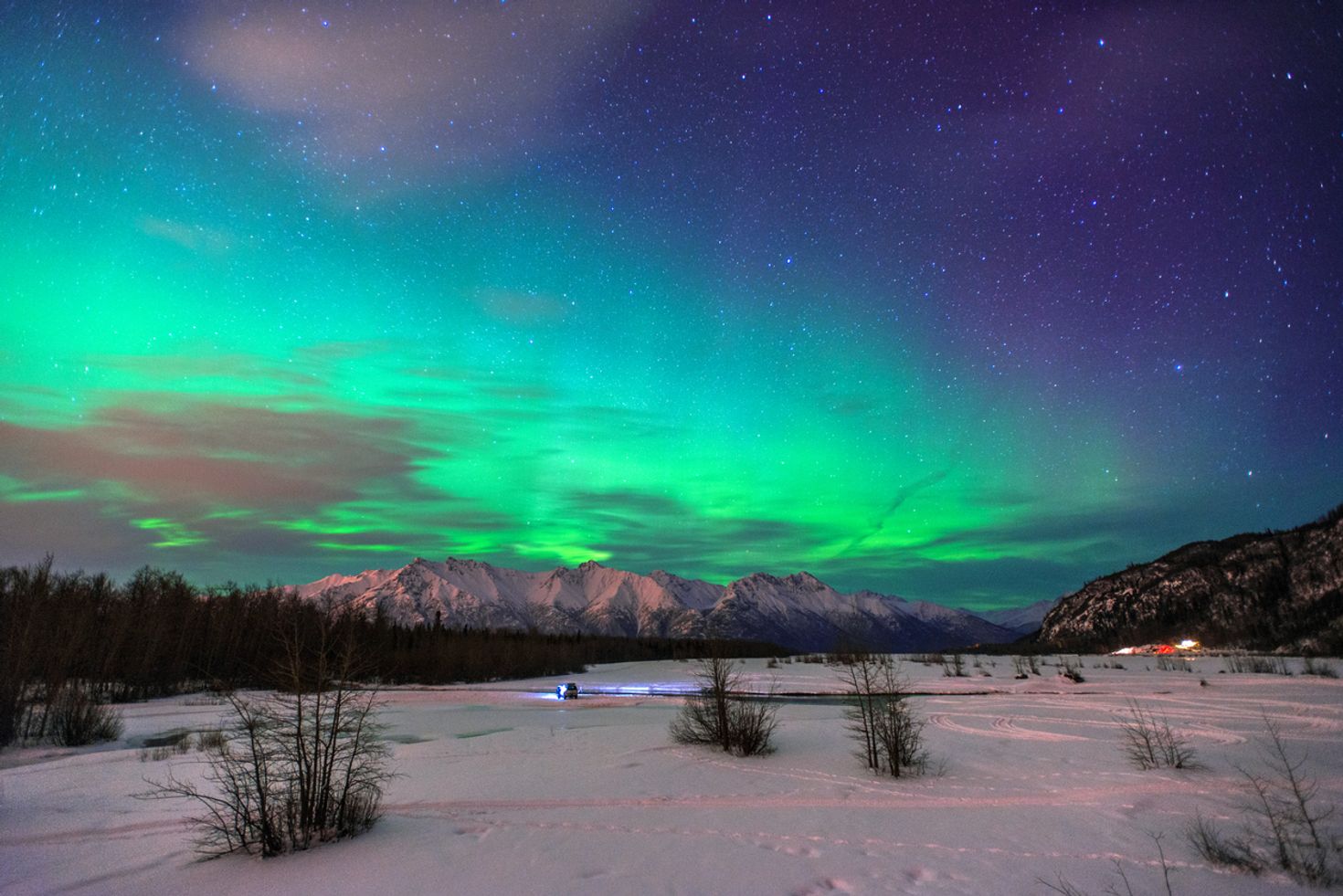Northern Lights in the night sky at USA.
