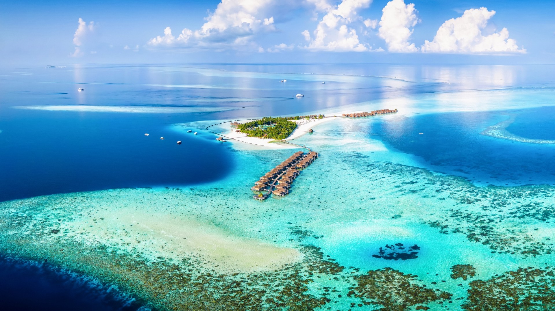 The Turquoise coral reefs in Maldives are a top place to visit in February.