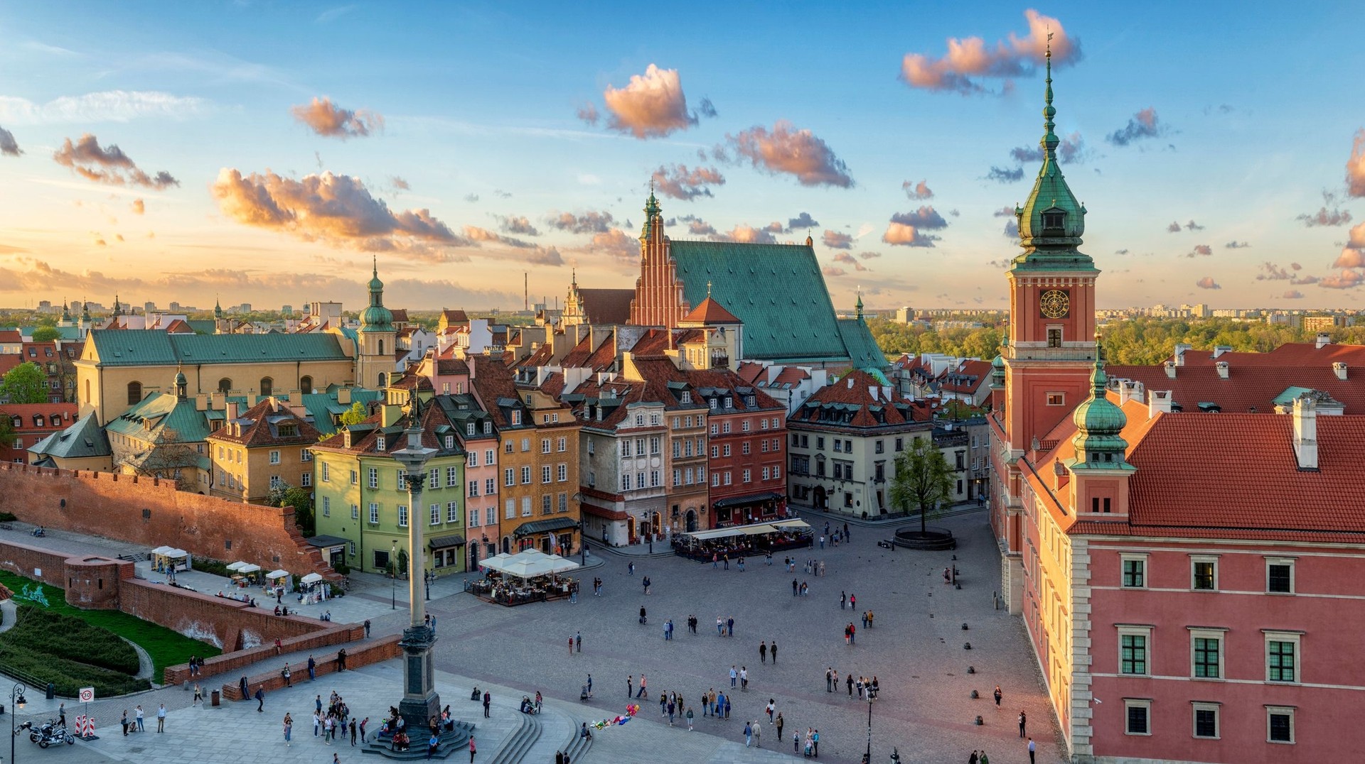 View of the royal castle and Warsaw's old town in Poland during a 10-day trip to Eastern Europe