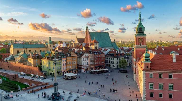 View of the royal castle and Warsaw's old town in Poland during a 10-day trip to Eastern Europe