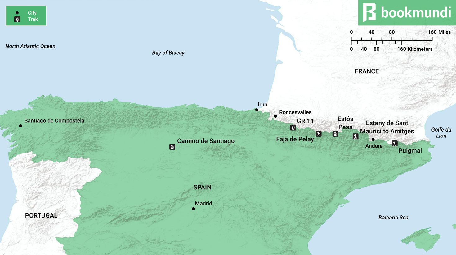 Map of Best Pyrenees Hiking in Spain