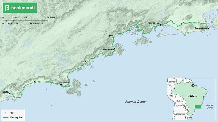 An overview map of Costa Verde road trip in Brazil Costa Verde road trip map