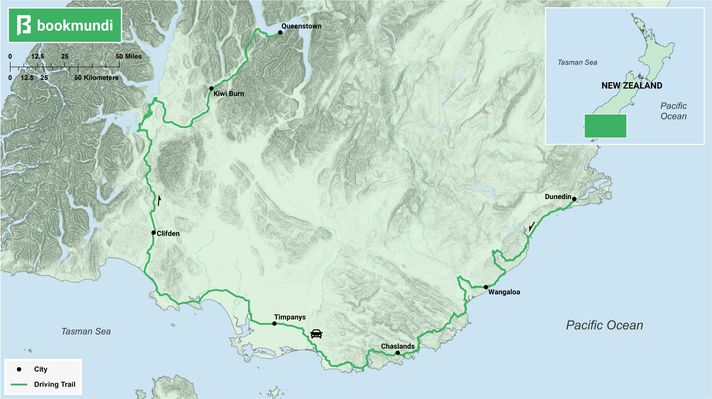 An overview map of the Southern Scenic Route road trip Southern Scenic Route road trip map