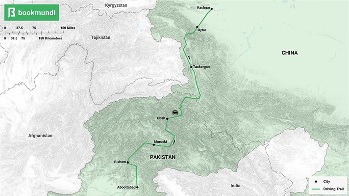 An overview map of the Karakoram Highway The Karakoram Highway map