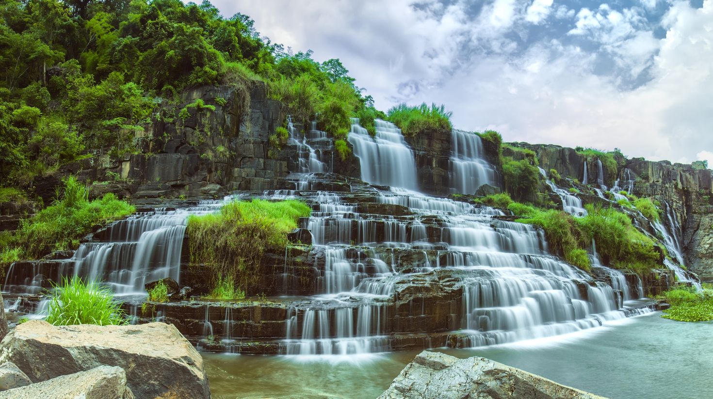 The beautiful Pongour waterfall in Dalat Vietnam.