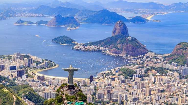 Rio de Janeiro with its blue sea, small islands and the coastline, best time to visit Brazil.