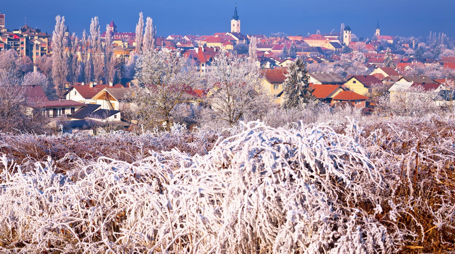 Winter view of Krizevci city.