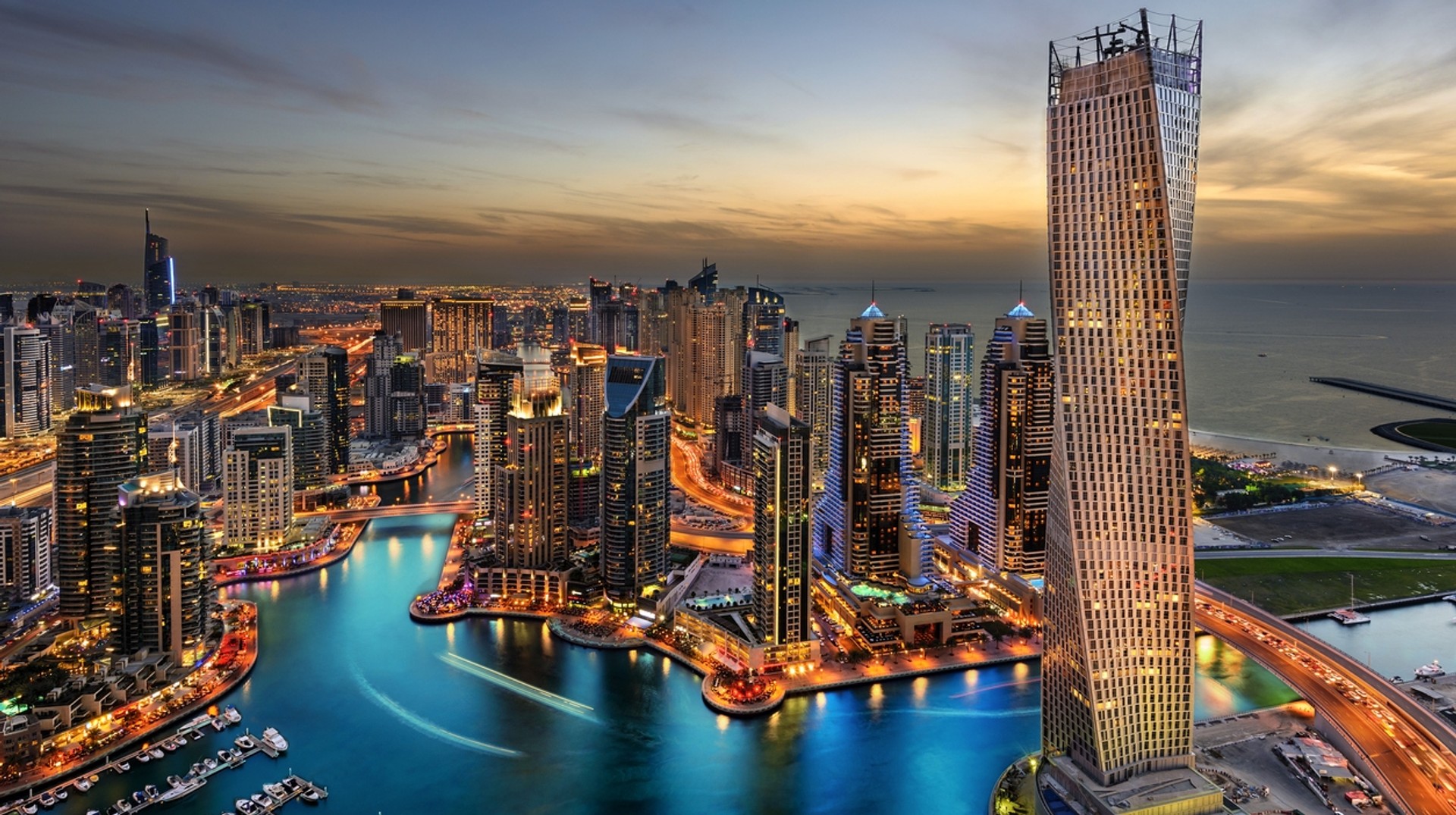 Dubai Marina during nighttime is not to be missed during a trip to UAE