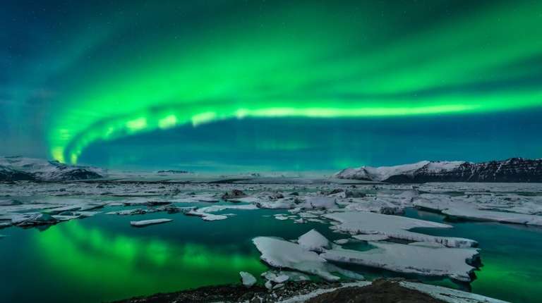 Jokulsarlon during the best time to visit Iceland for the Northern Lights.