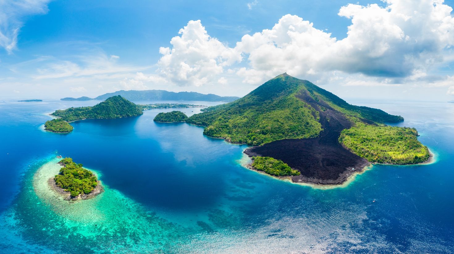 Aerial view of Banda island, Moluccas in Indonesia.